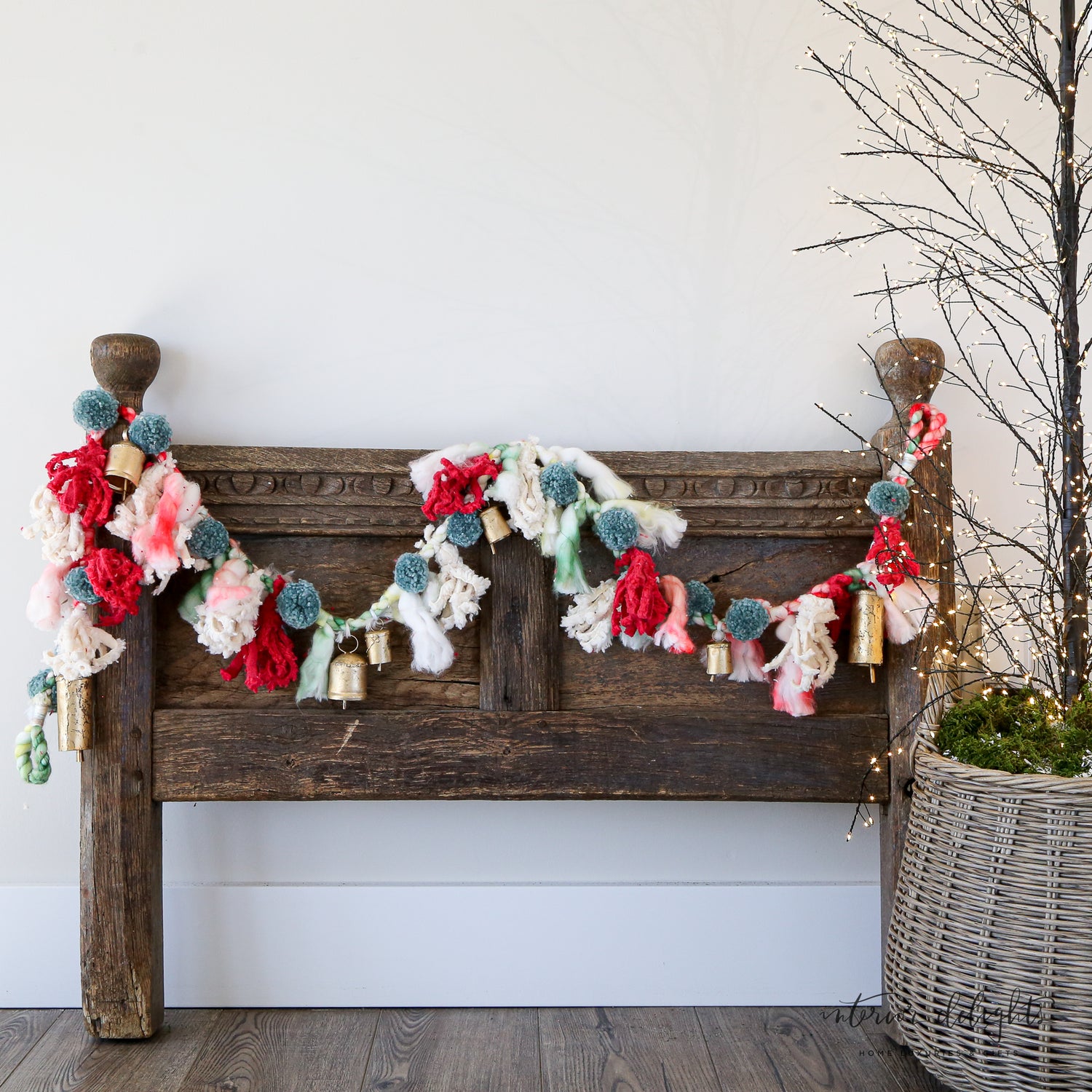 Garland With Pom Poms And Metal Bells