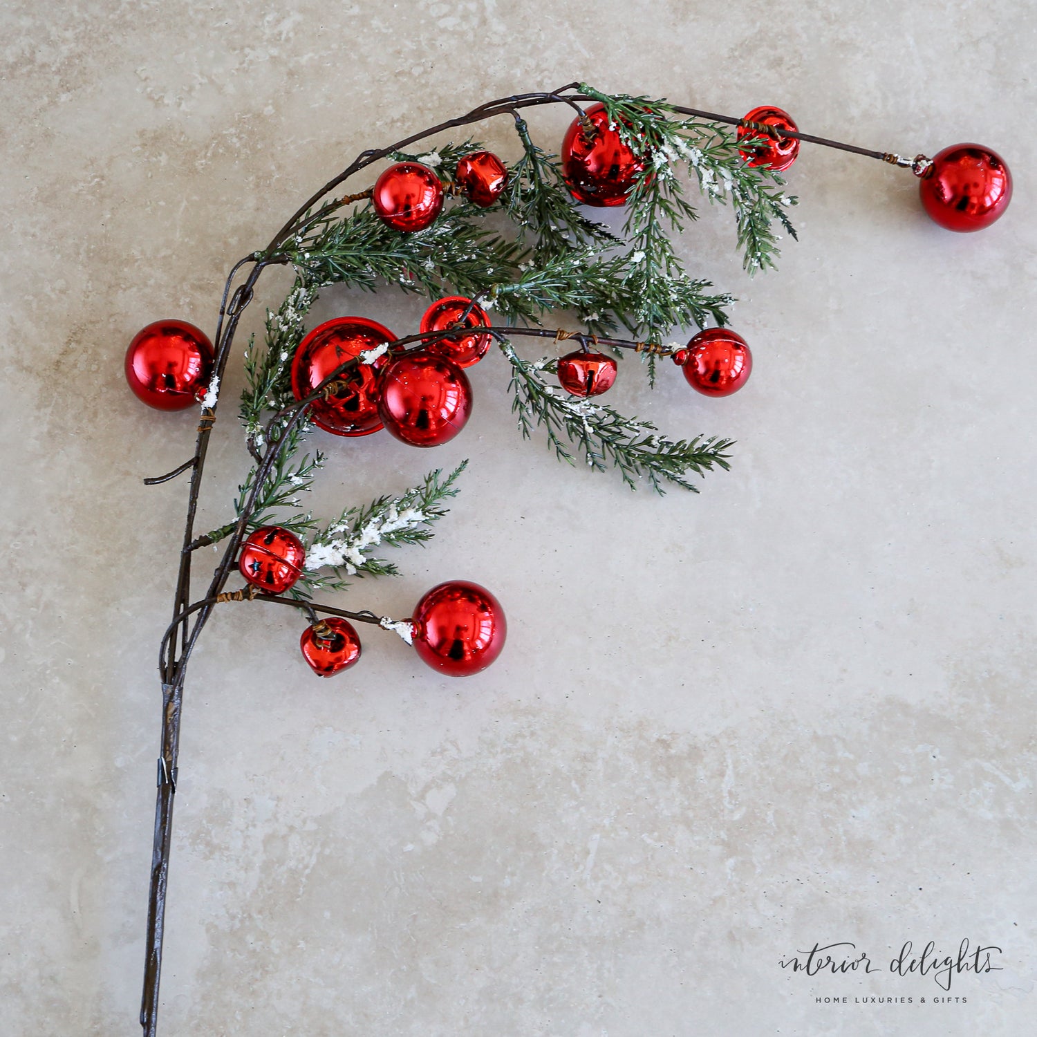 35&quot; Snowy Pine Branch With Red Bells