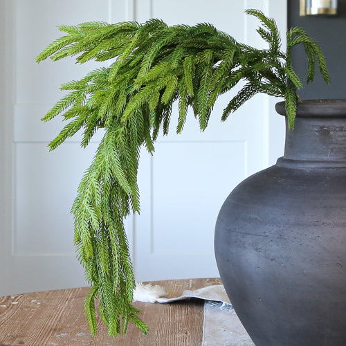Close-up of the 38” Natural Touch Norfolk Pine Spray, highlighting its ultra realistic and soft foliage.