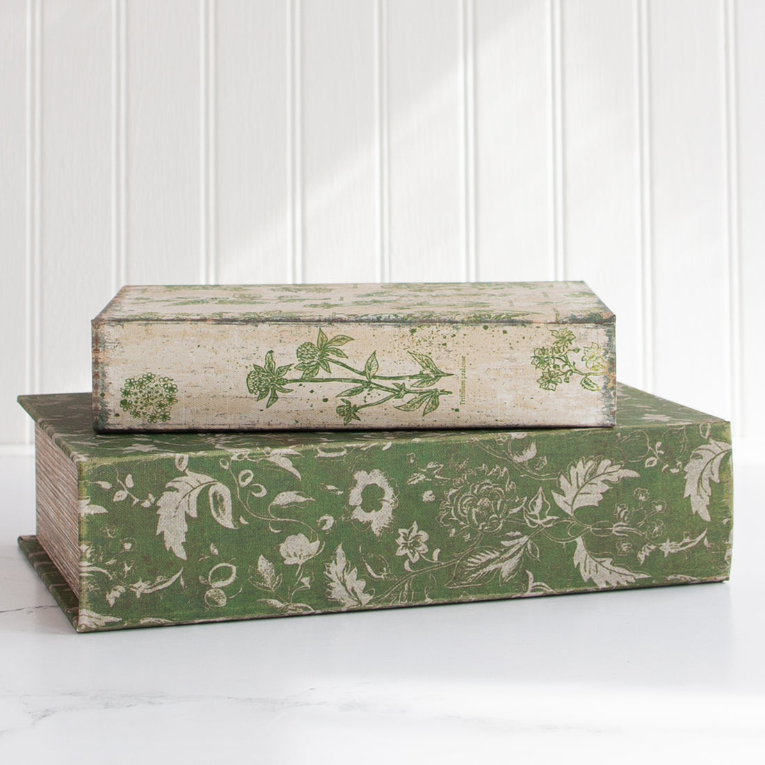 Green Floral Book Boxes- Set of 2