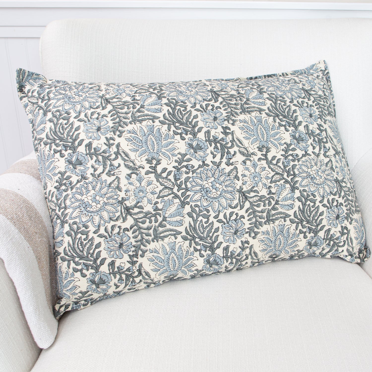 Dark Sage Dahlia Pillow