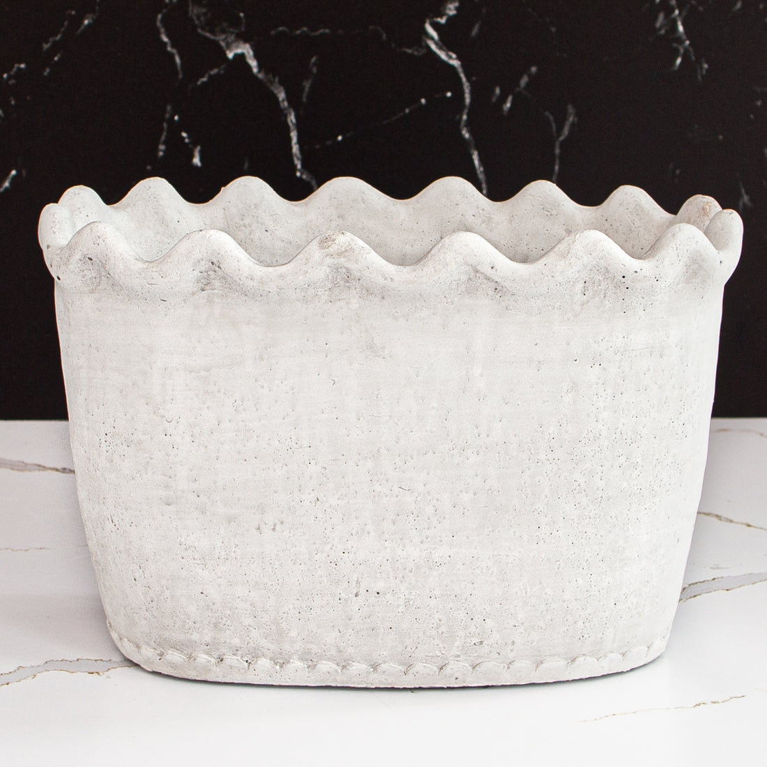 Scalloped Edge Cement Planter