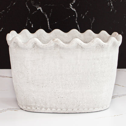 Scalloped Edge Cement Planter
