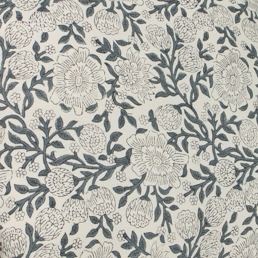 Cream and Dark Sage Zinnia Pillow- 18 x 18