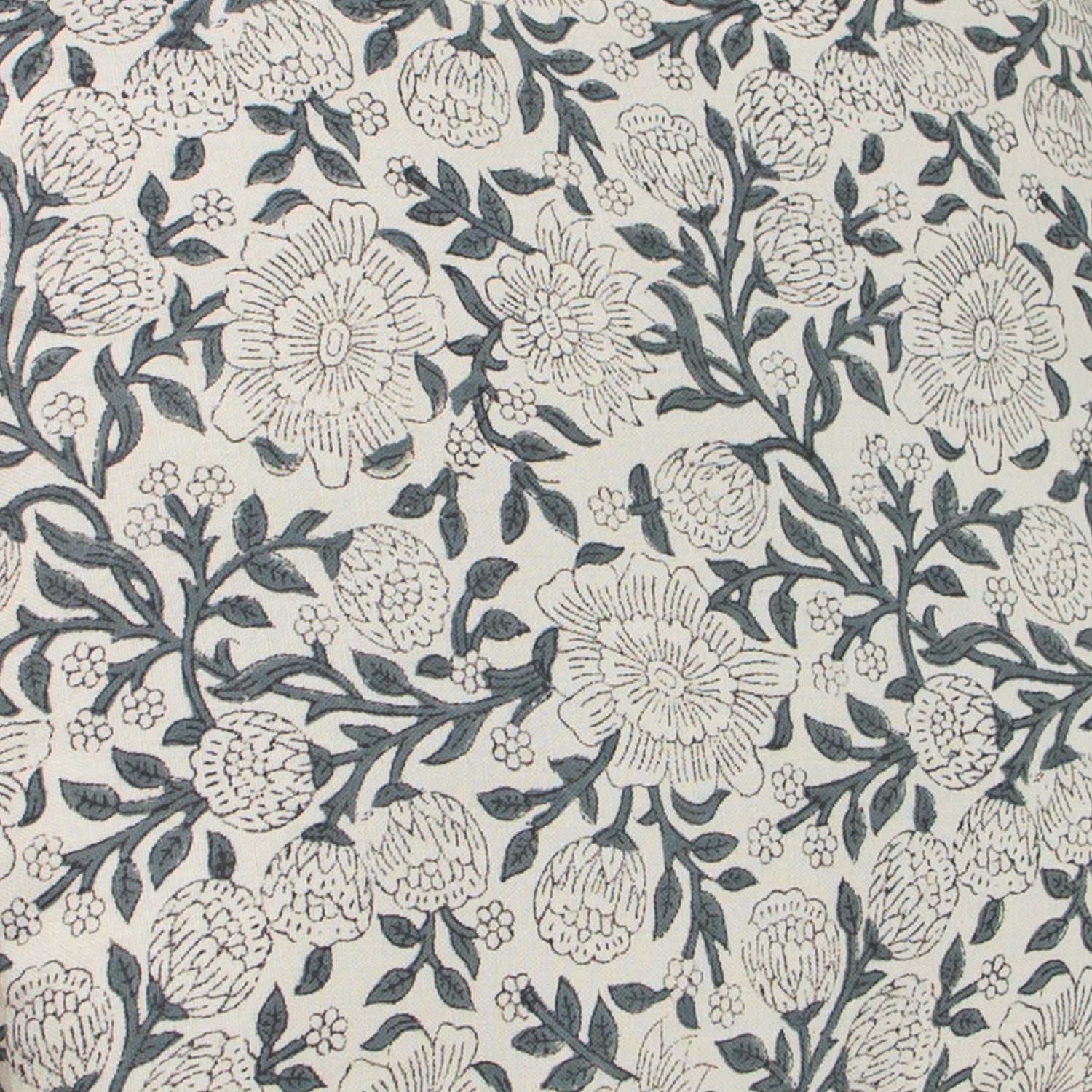 Cream and Dark Sage Zinnia Pillow- 18 x 18