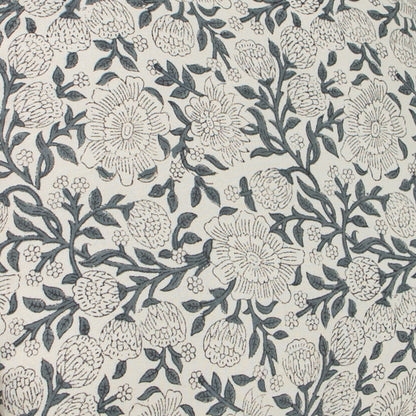 Cream and Dark Sage Zinnia Pillow- 18 x 18