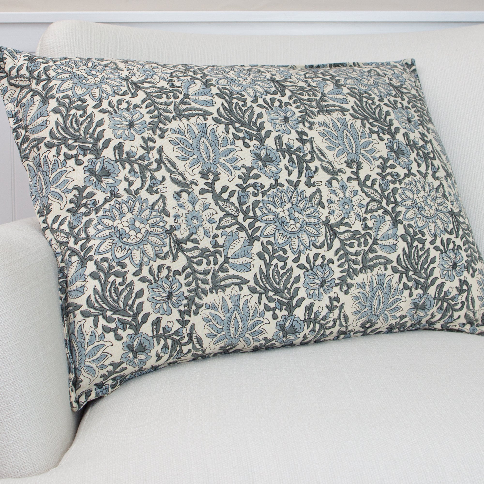Dark Sage Dahlia Pillow