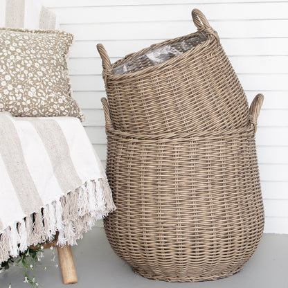 Round Willow Planter Baskets - Set of 2