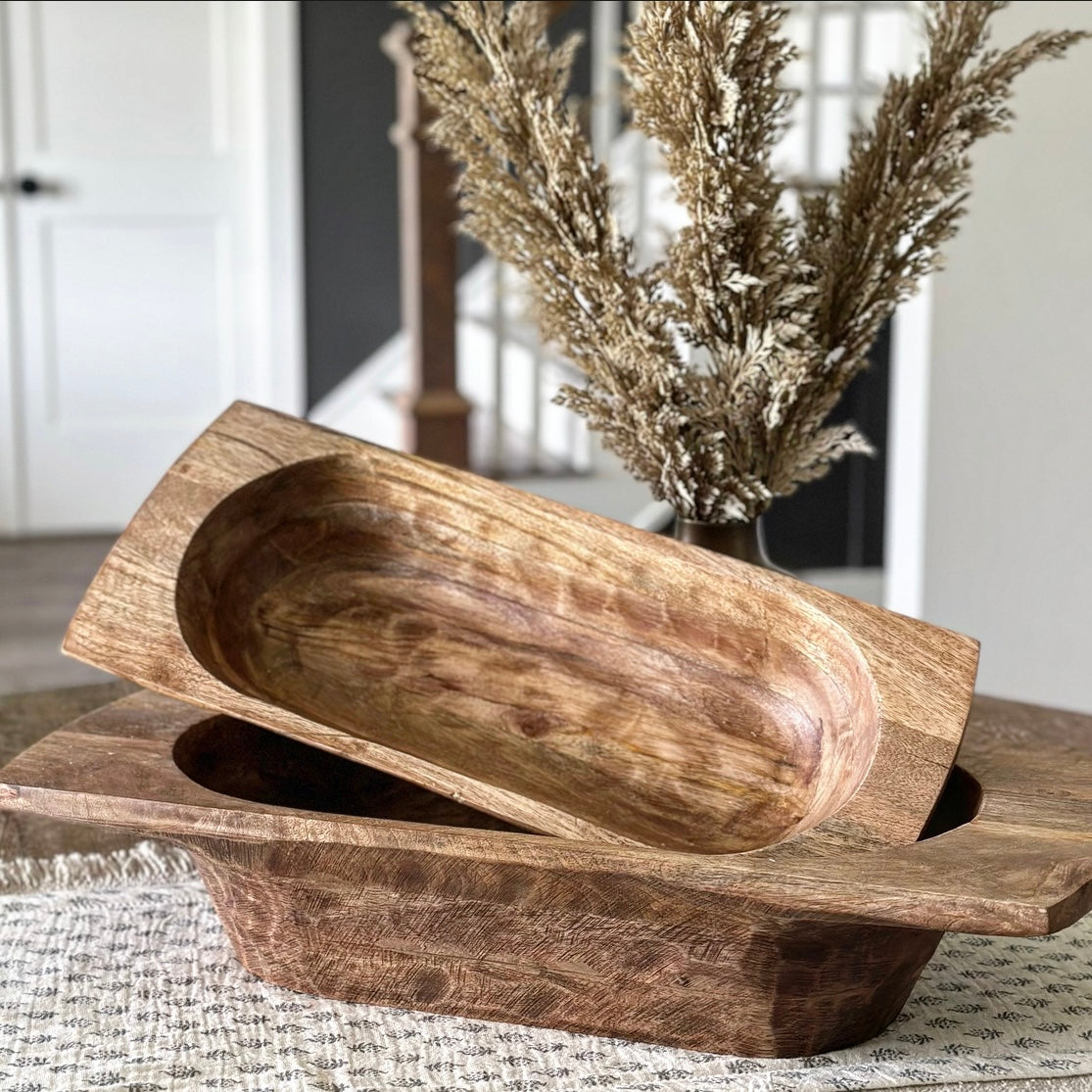 Brown Wooden Dough Bowls