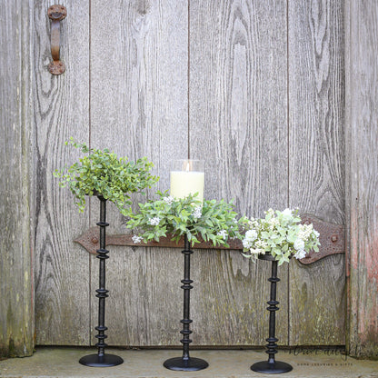 Black Notched Candle Holder: Each Size Sold Separately.