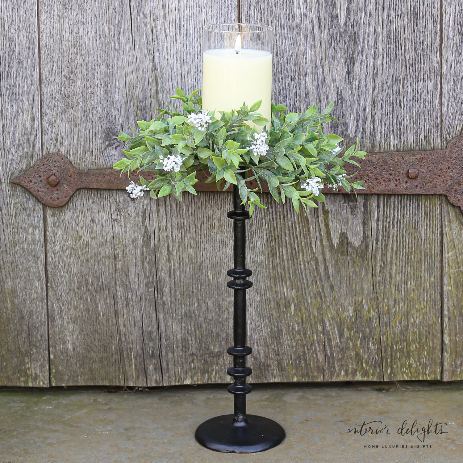 Black Notched Candle Holder: Each Size Sold Separately.