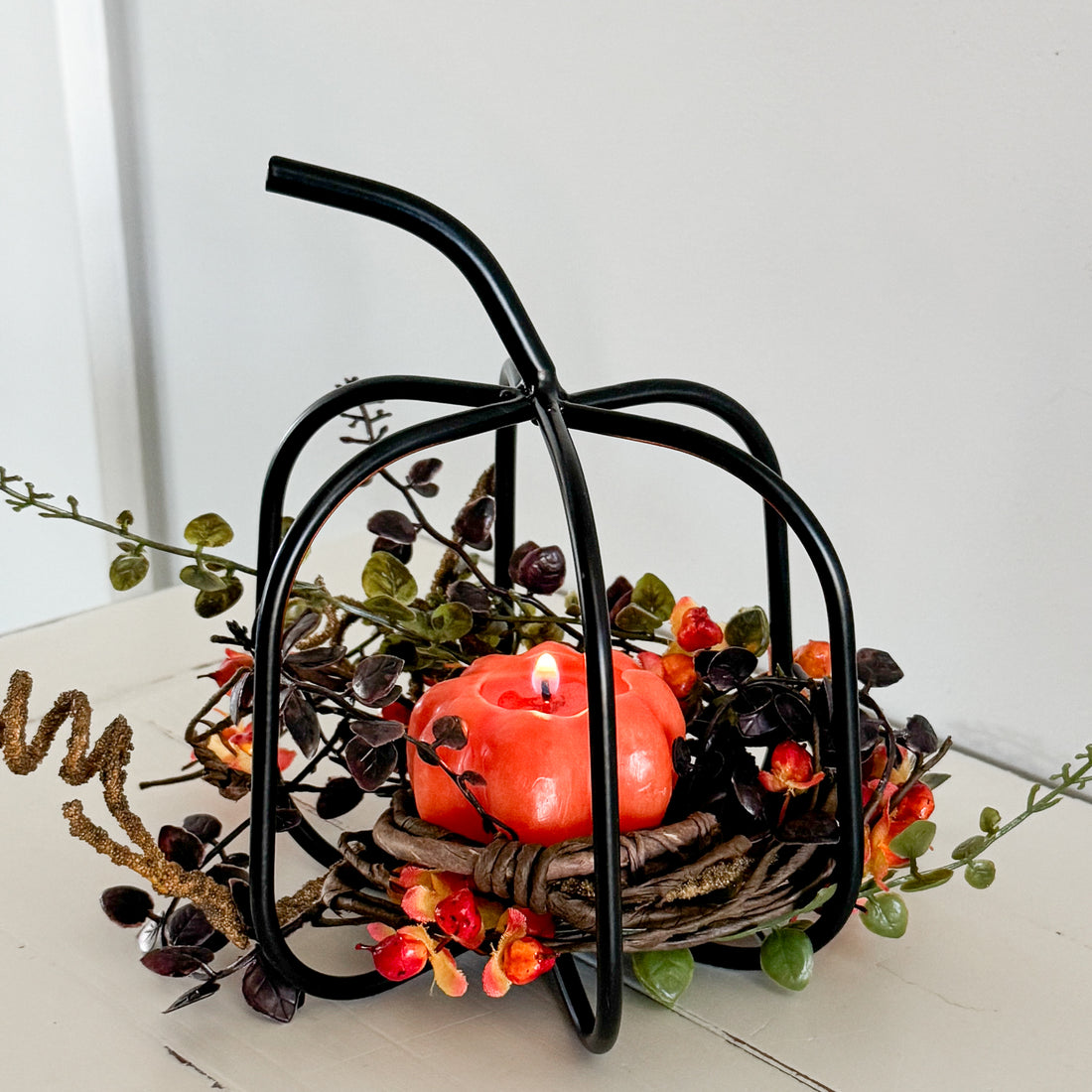 Mini Black Metal Pumpkin