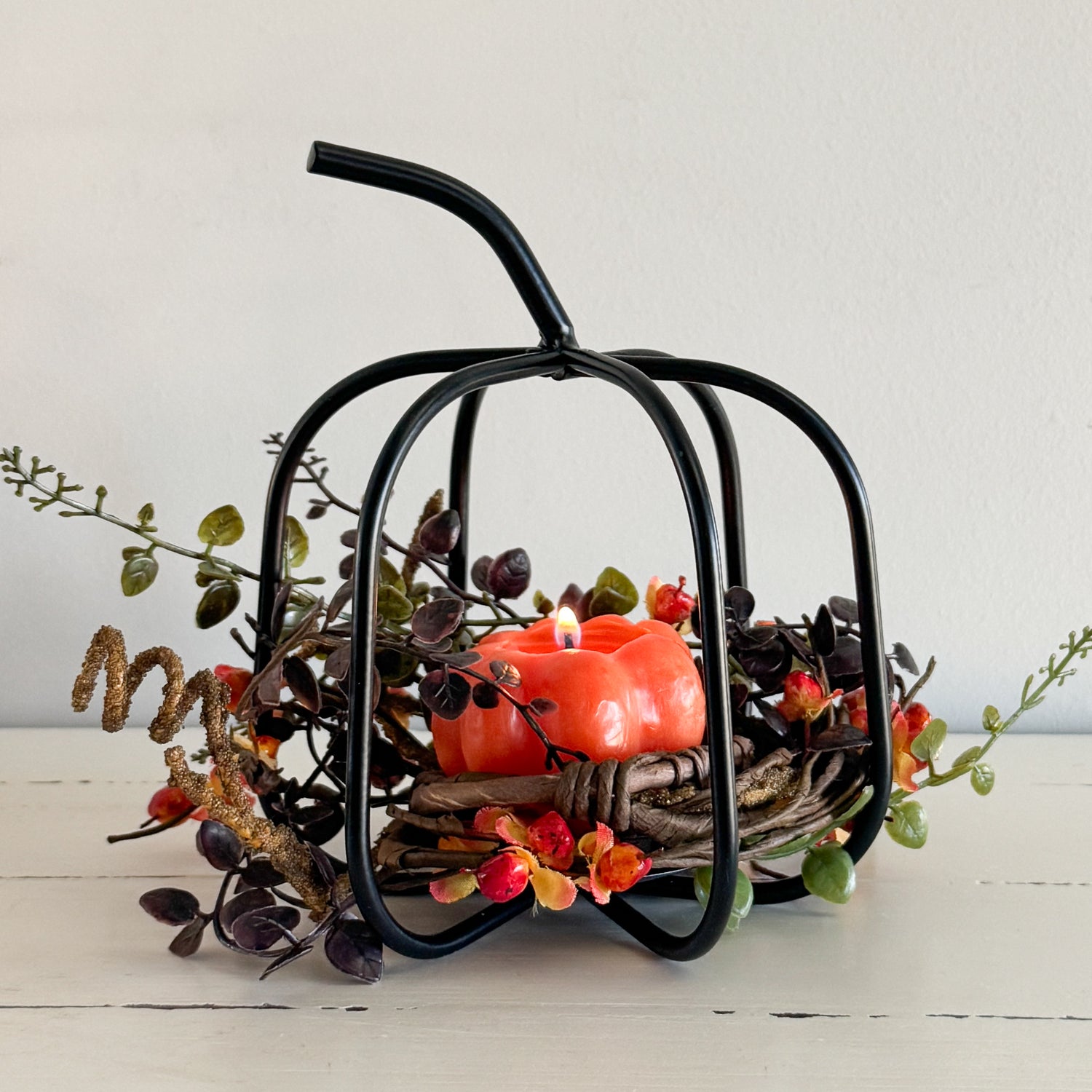 Mini Black Metal Pumpkin