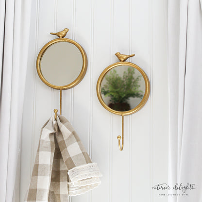 Gold Mirrors with Hooks- Set of 2