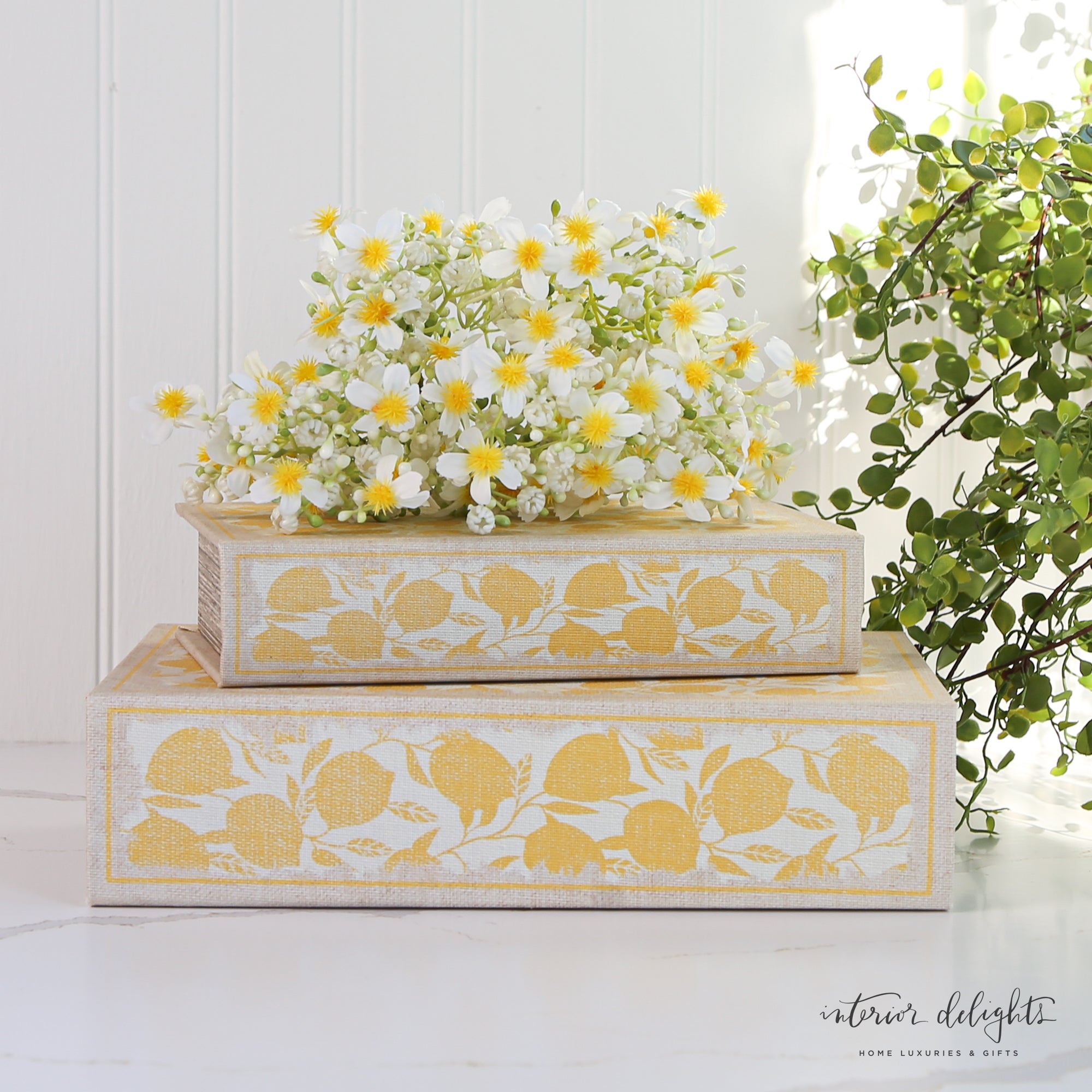 Yellow Lemon Book Boxes- Set of 2