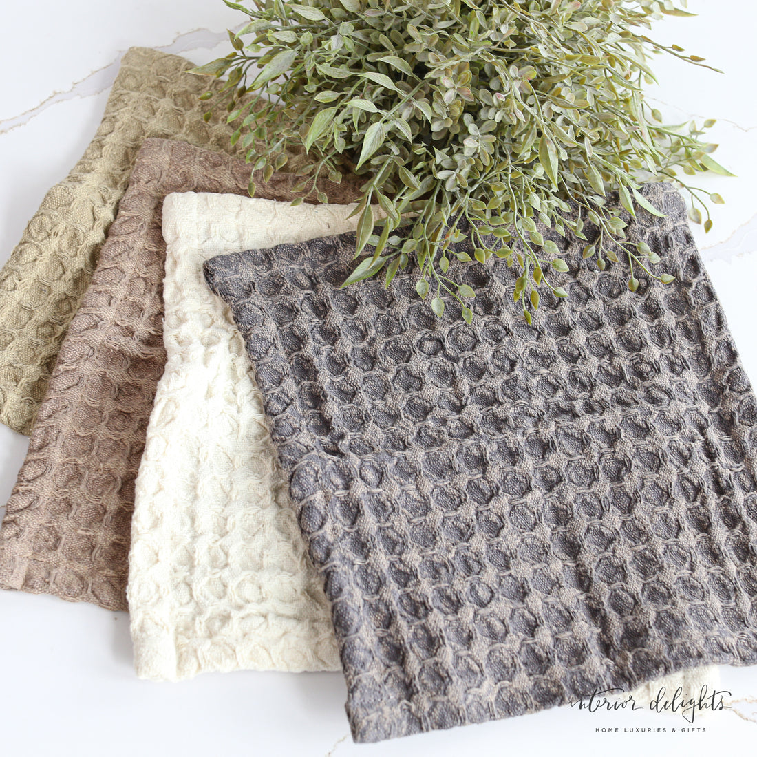 Waffle Weave Dish Cloths with Loops- Set of 4
