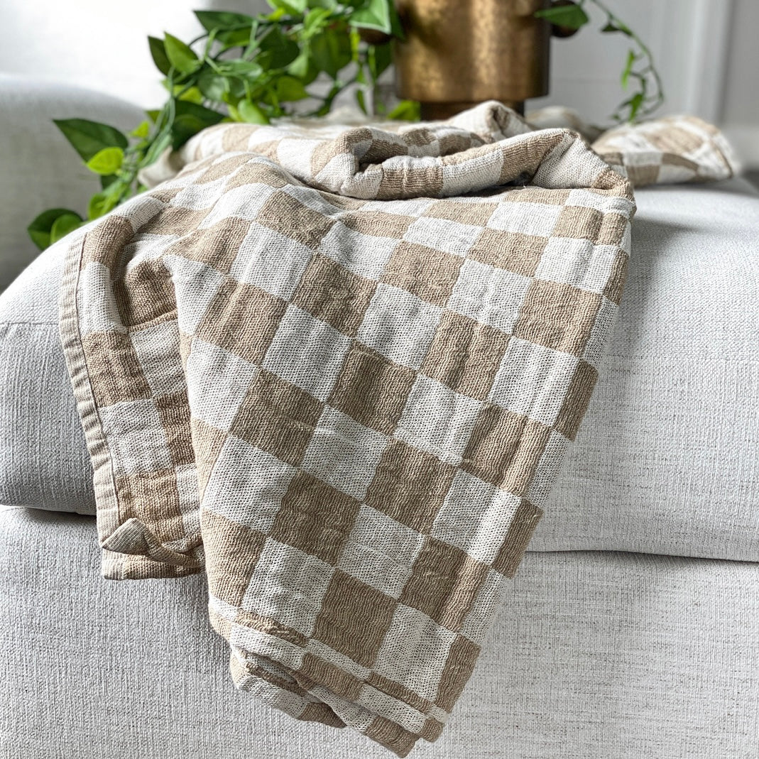 Camel Checkered Throw