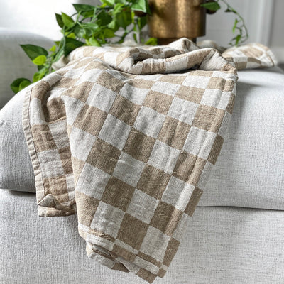 Camel Checkered Throw