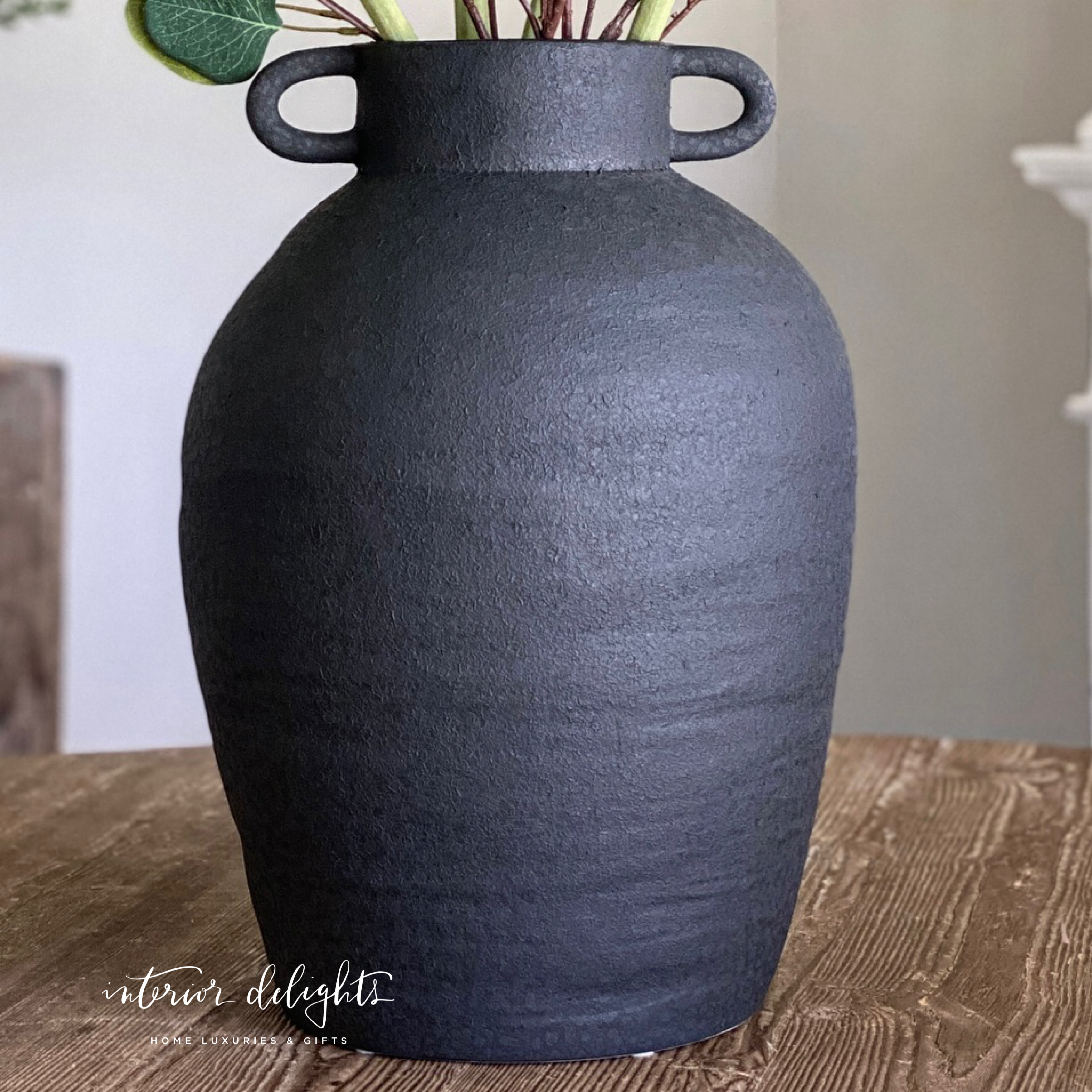 20&quot; Ceramic Black Urn
