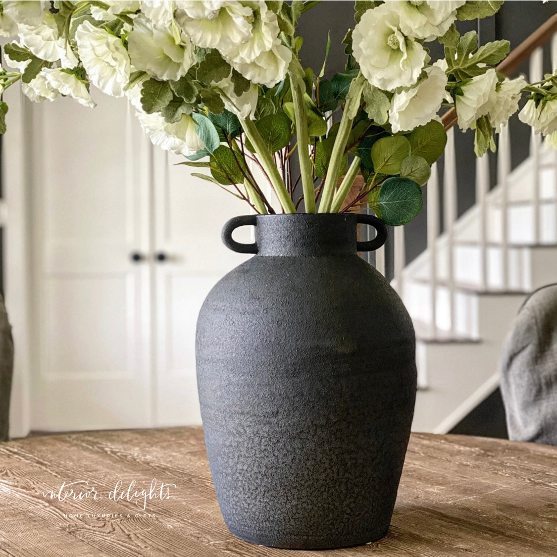20&quot; Ceramic Black Urn