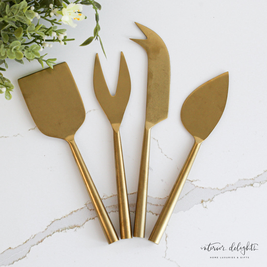 Tides Cheese Knives - Set of 4- Black or Gold