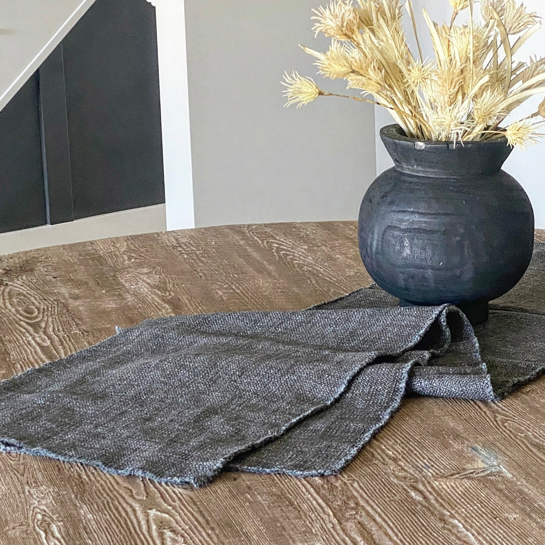 108"  Gray Linen Blend Table Runner
