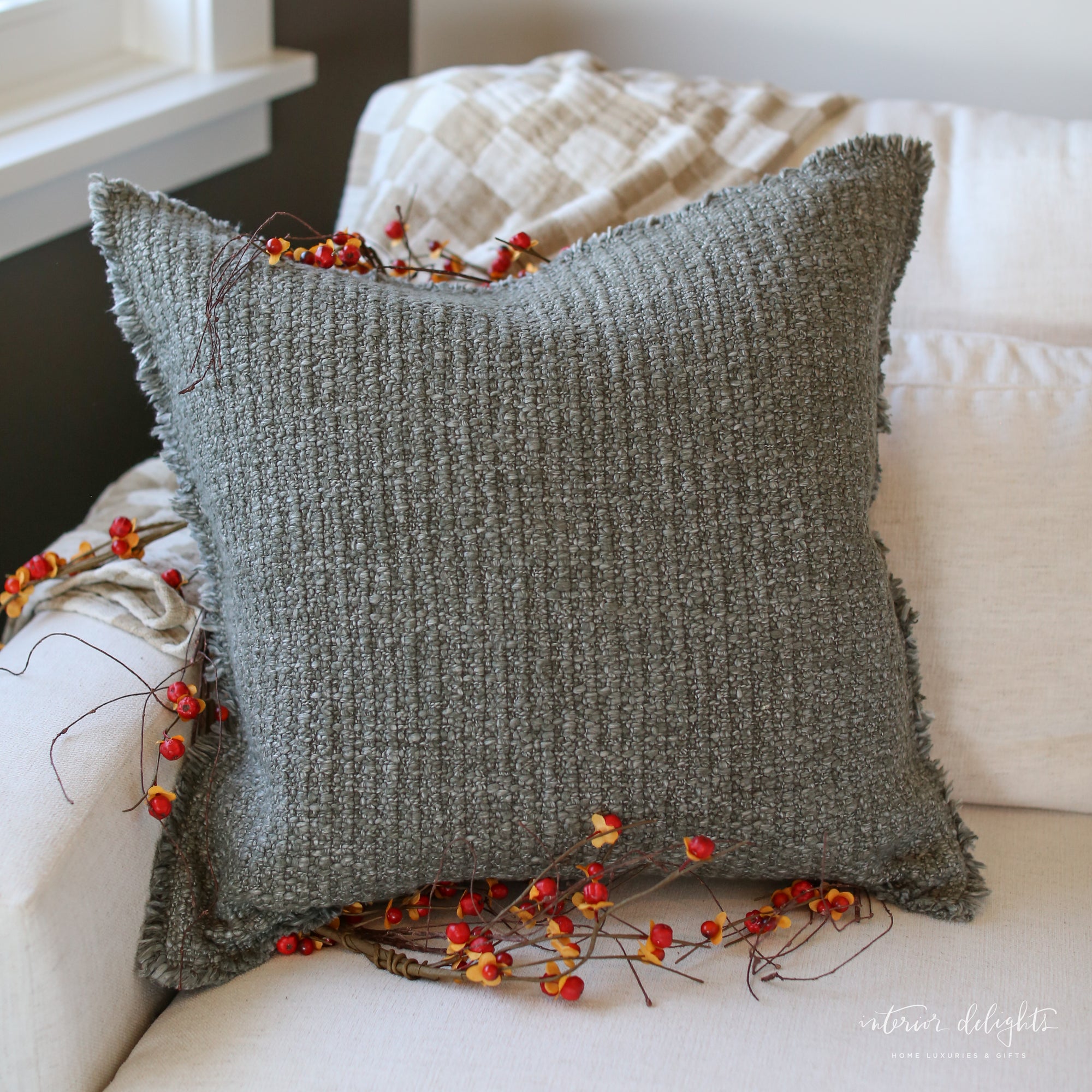 Set of Two Charcoal Texture Pillows