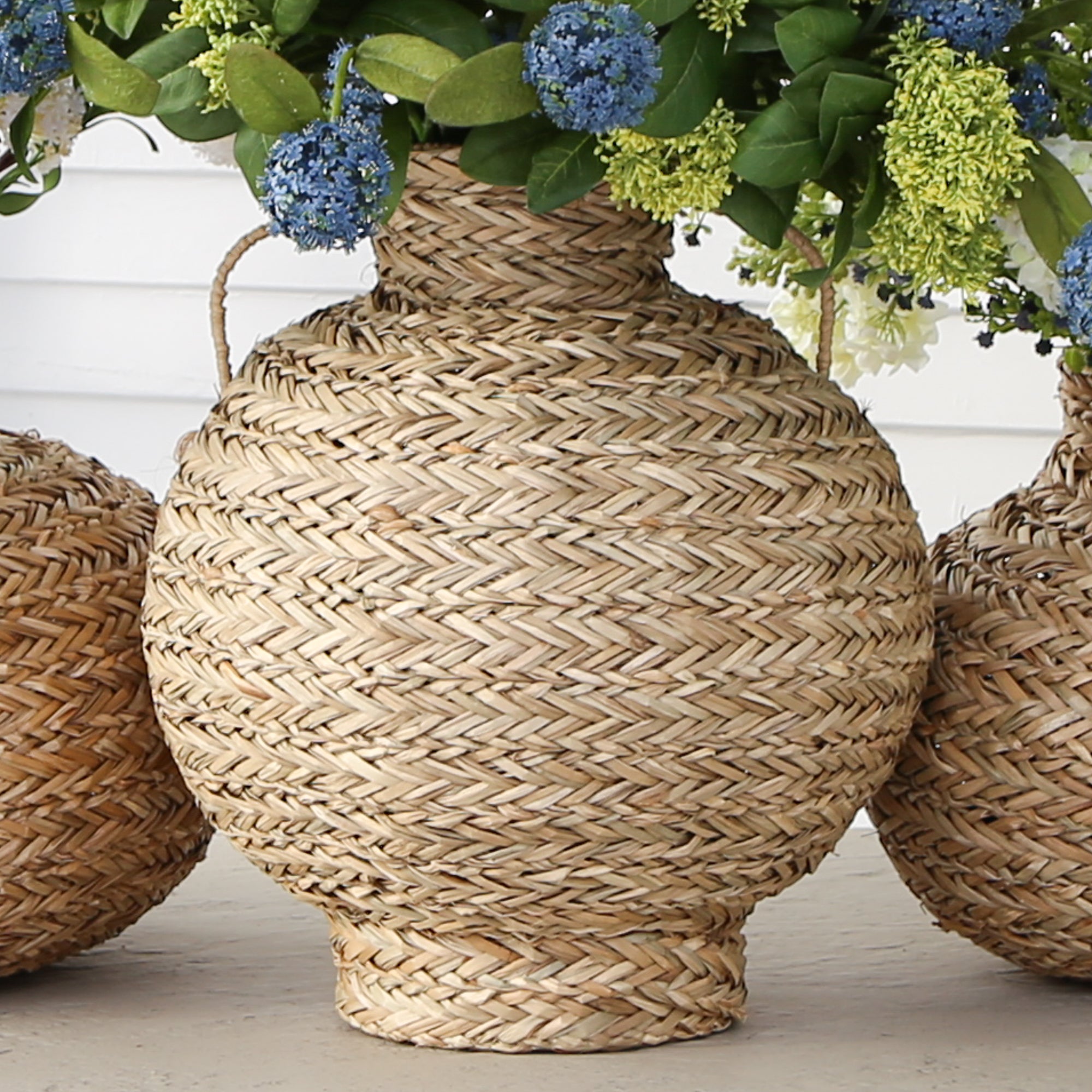 Seagrass Basket Vase with Handles