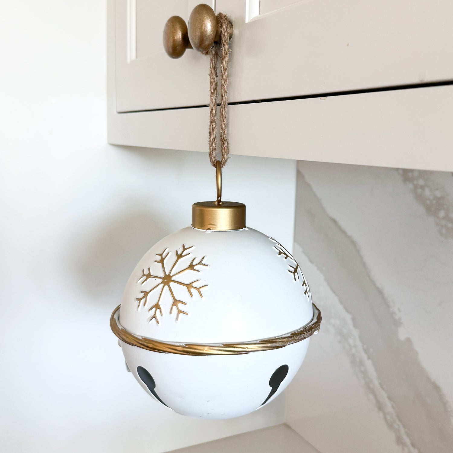 White and Gold Snowflake Bell - Interior Delights