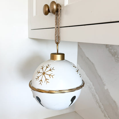 White and Gold Snowflake Bell - Interior Delights