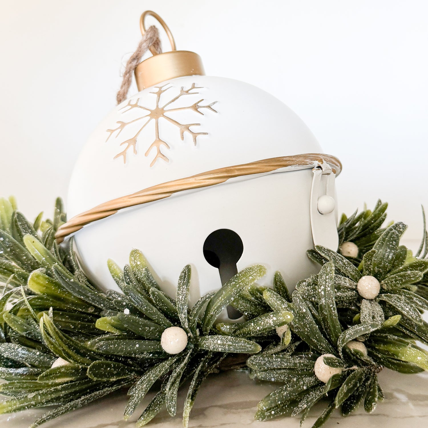 White and Gold Snowflake Bell - Interior Delights