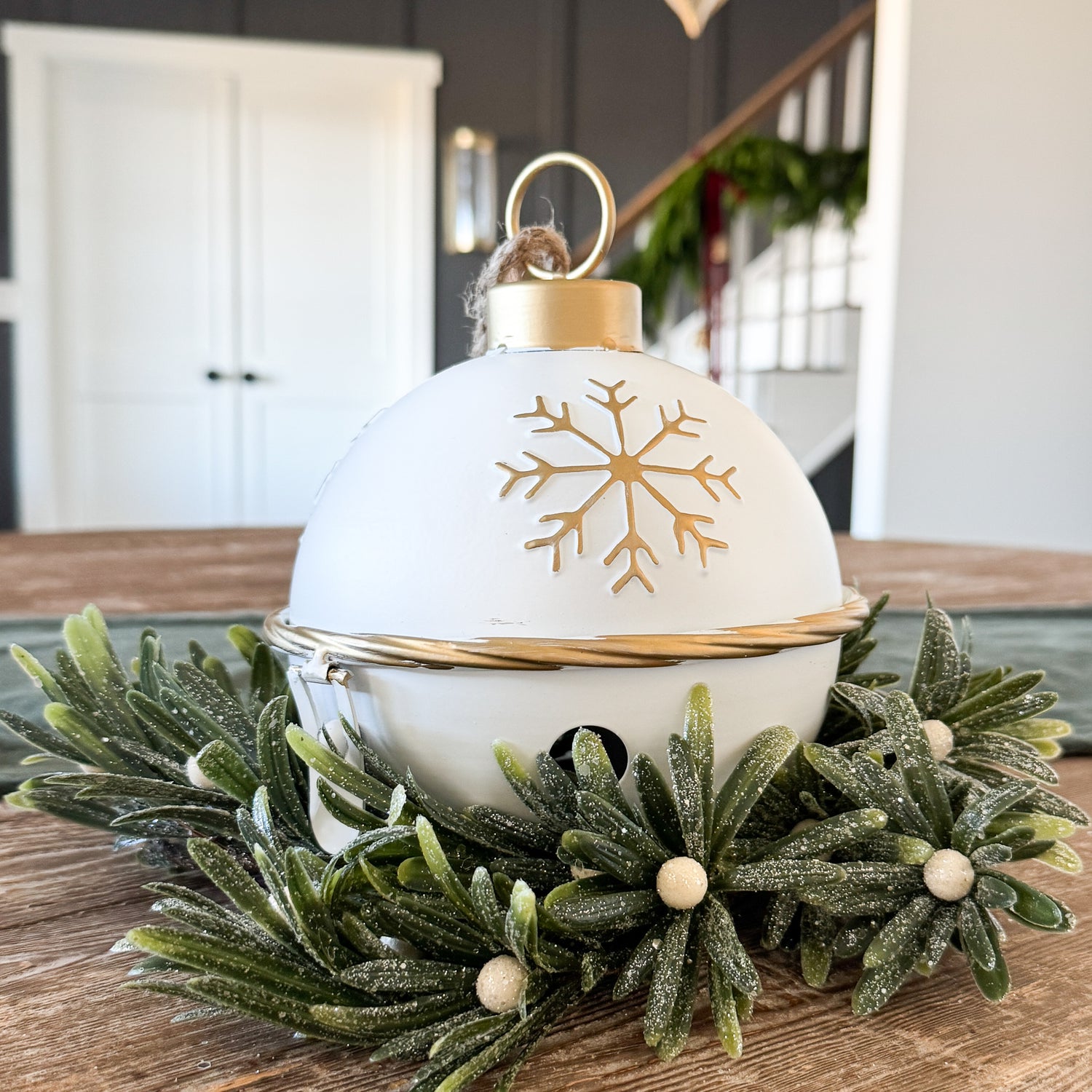 White and Gold Snowflake Bell - Interior Delights