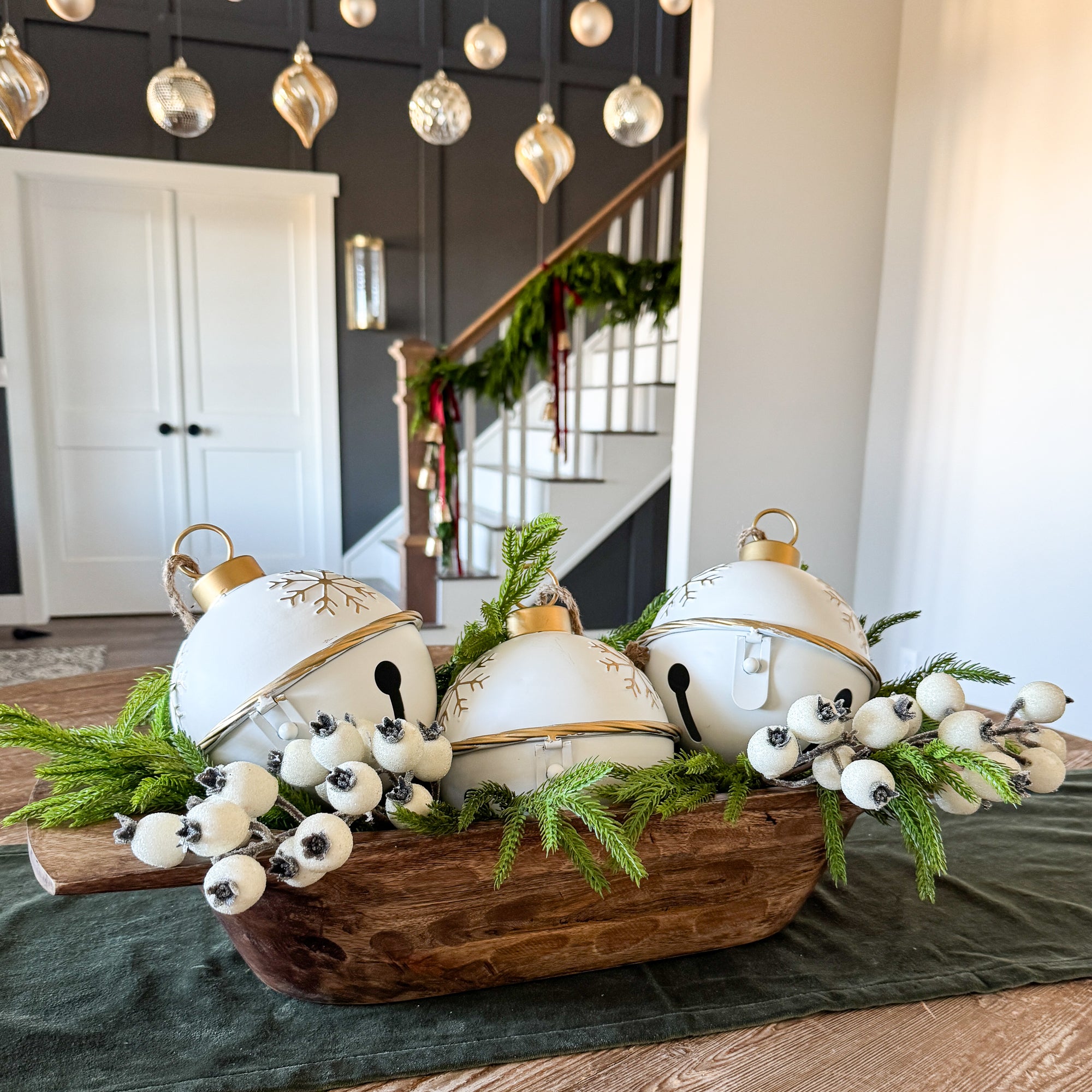 White and Gold Snowflake Bell - Interior Delights