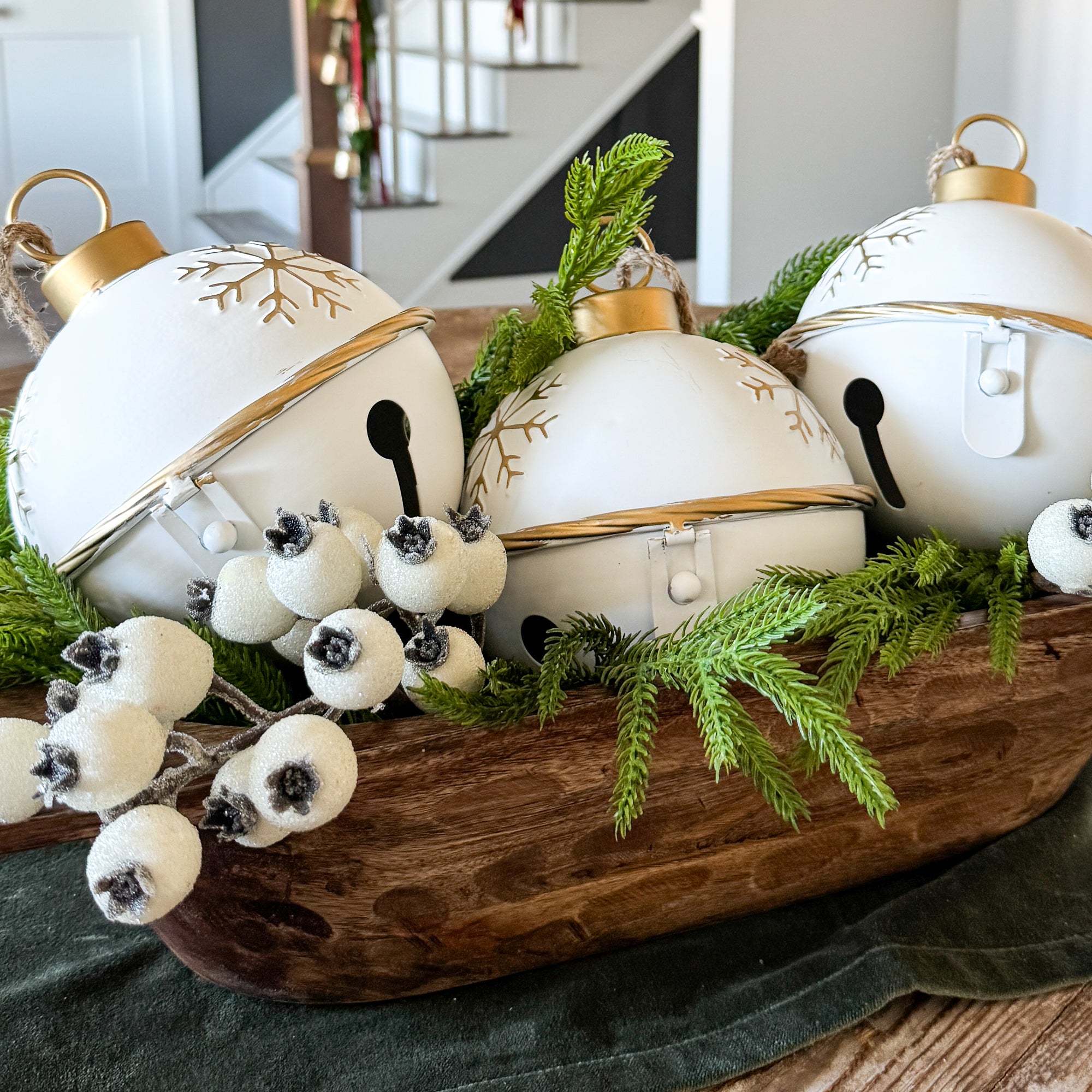 s*i様 NATALDESIGN BELL INSIDE FREMONT / Y White and Gold Snowflake Bell – Interior Delights