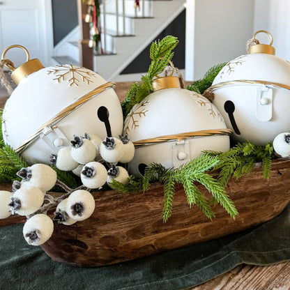 White and Gold Snowflake Bell - Interior Delights