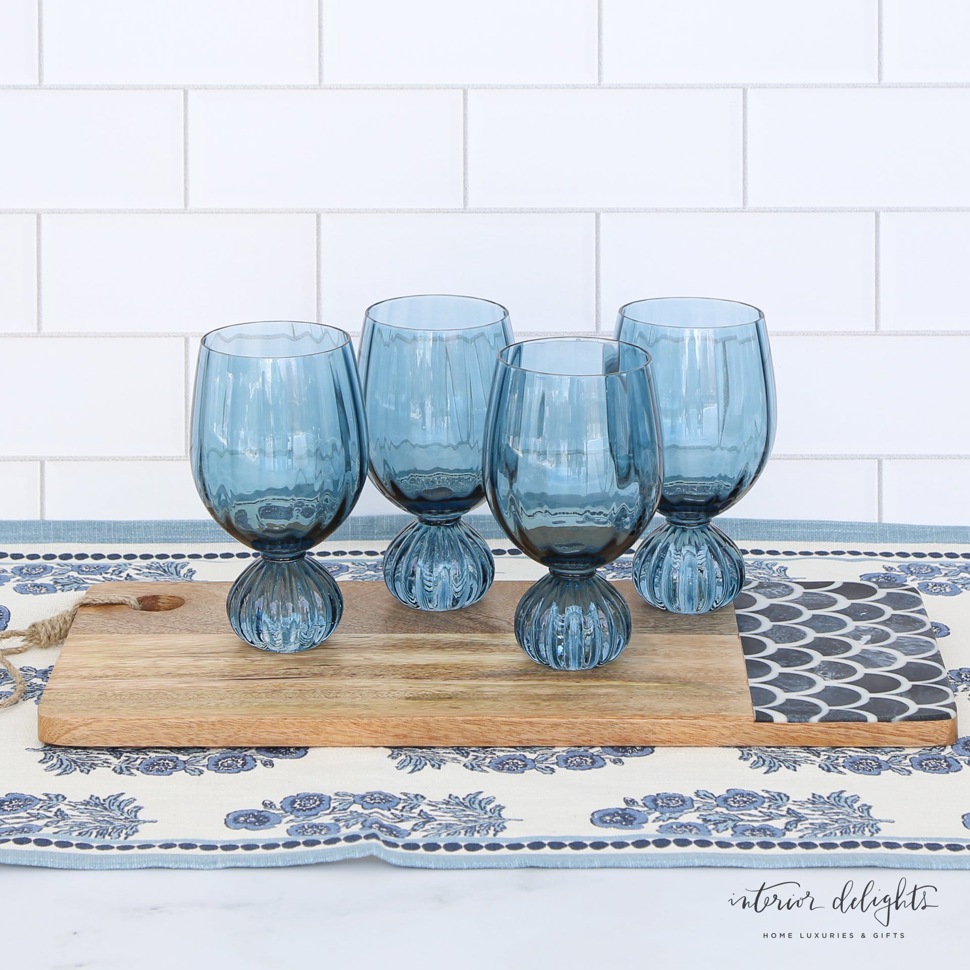 Pleated Foot Wine Glass Set of 4 – Interior Delights
