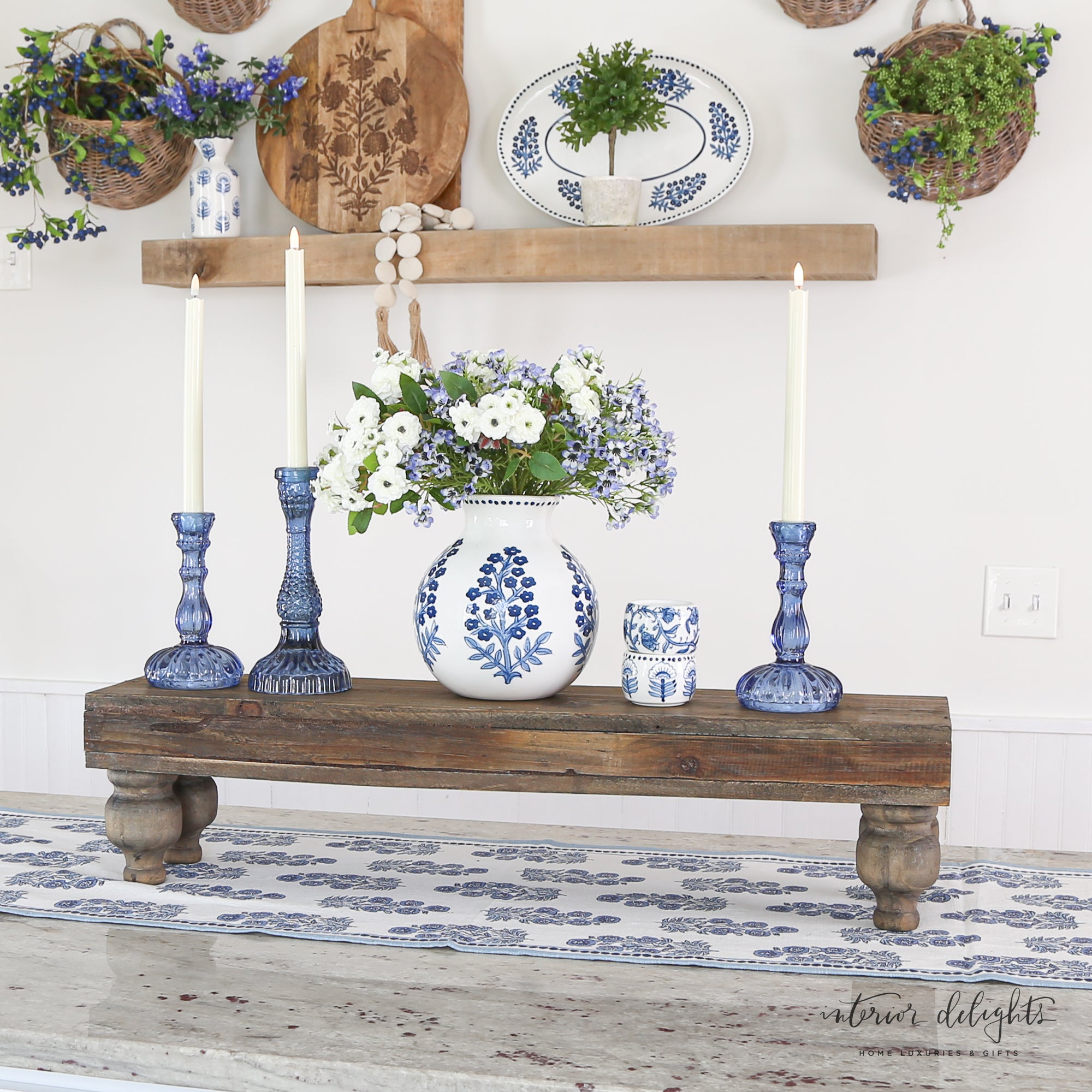 Rustic Footed Wood Riser - Interior Delights