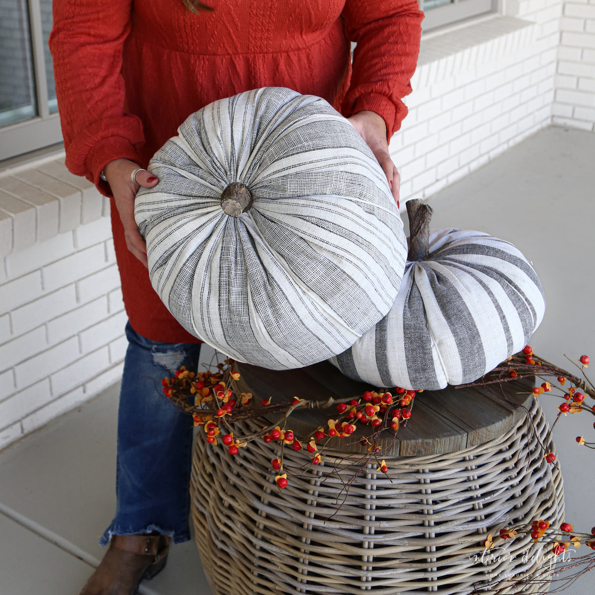 Oversized Striped Pumpkins- Large or Medium