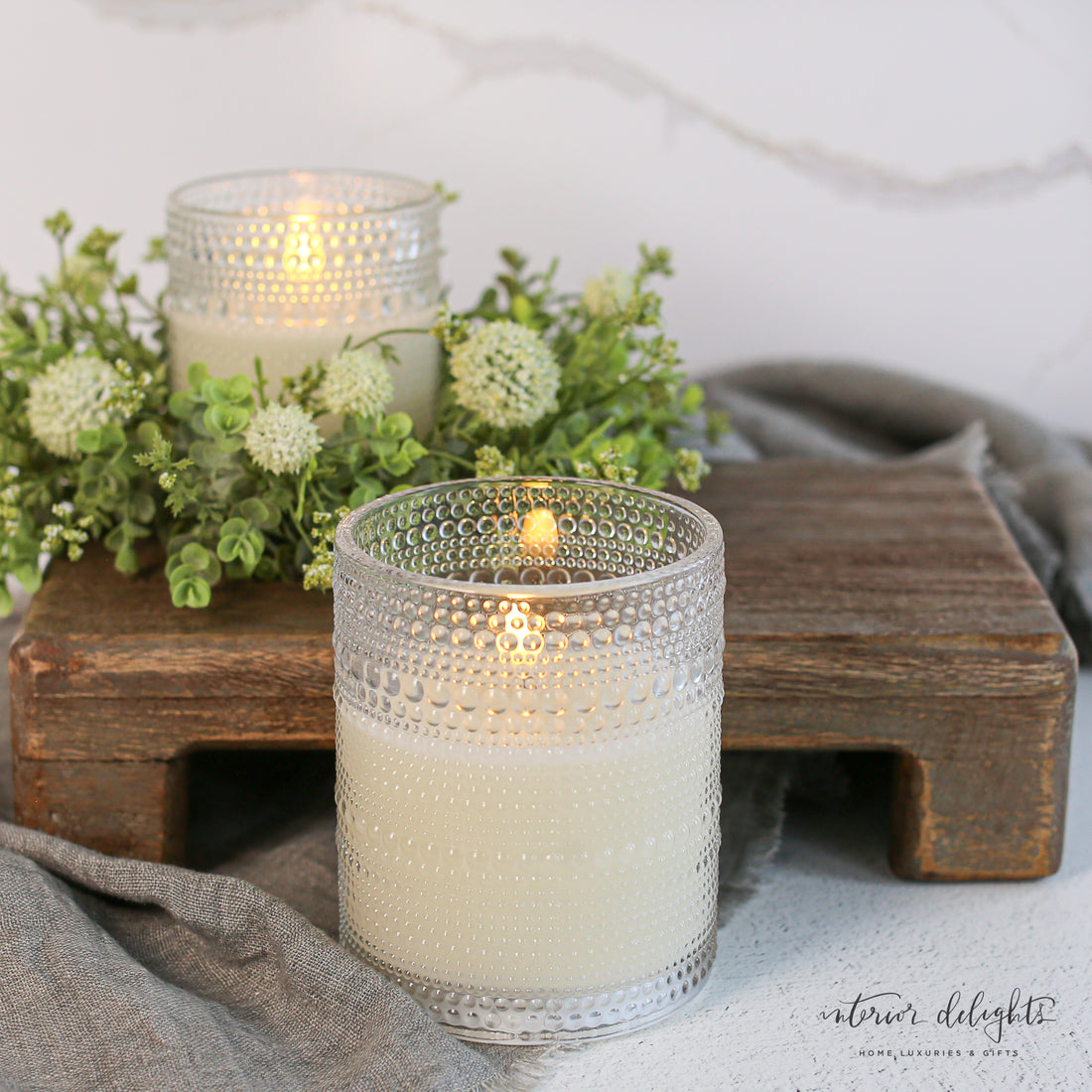Hobnail Glass Candles- choose from 2 Sizes