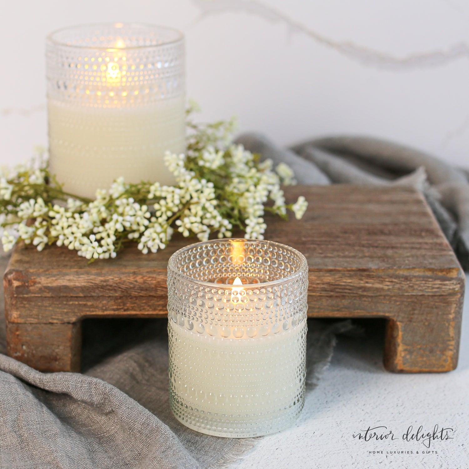 Hobnail Glass Candles- choose from 2 Sizes