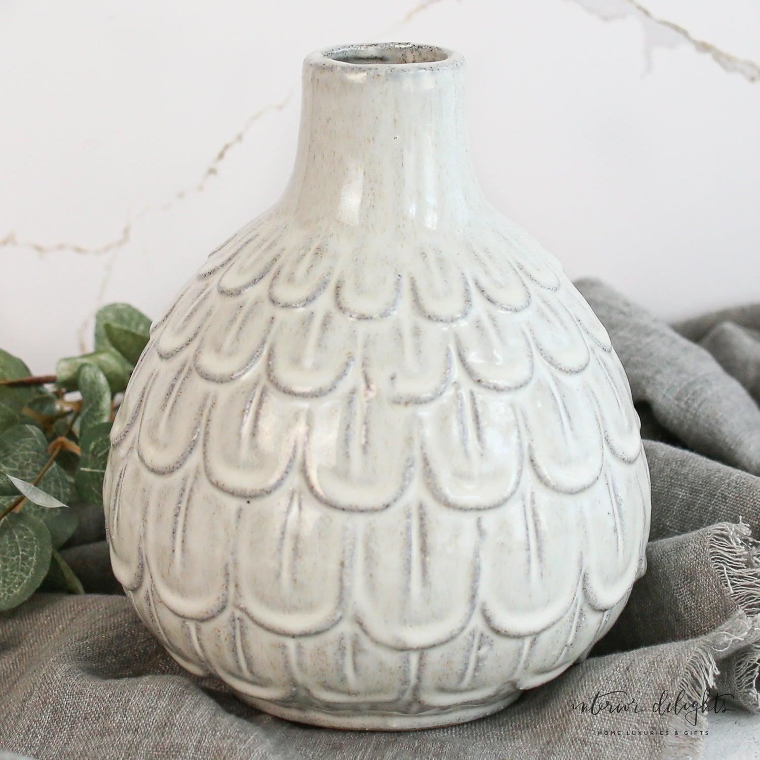 White Scallop Vase