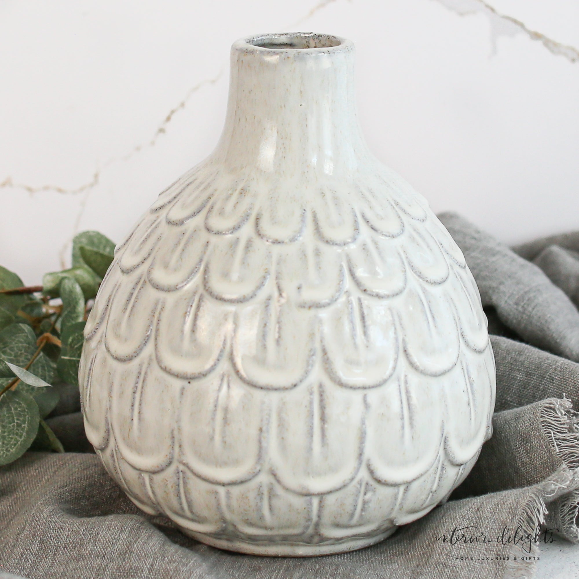 White Scallop Vase