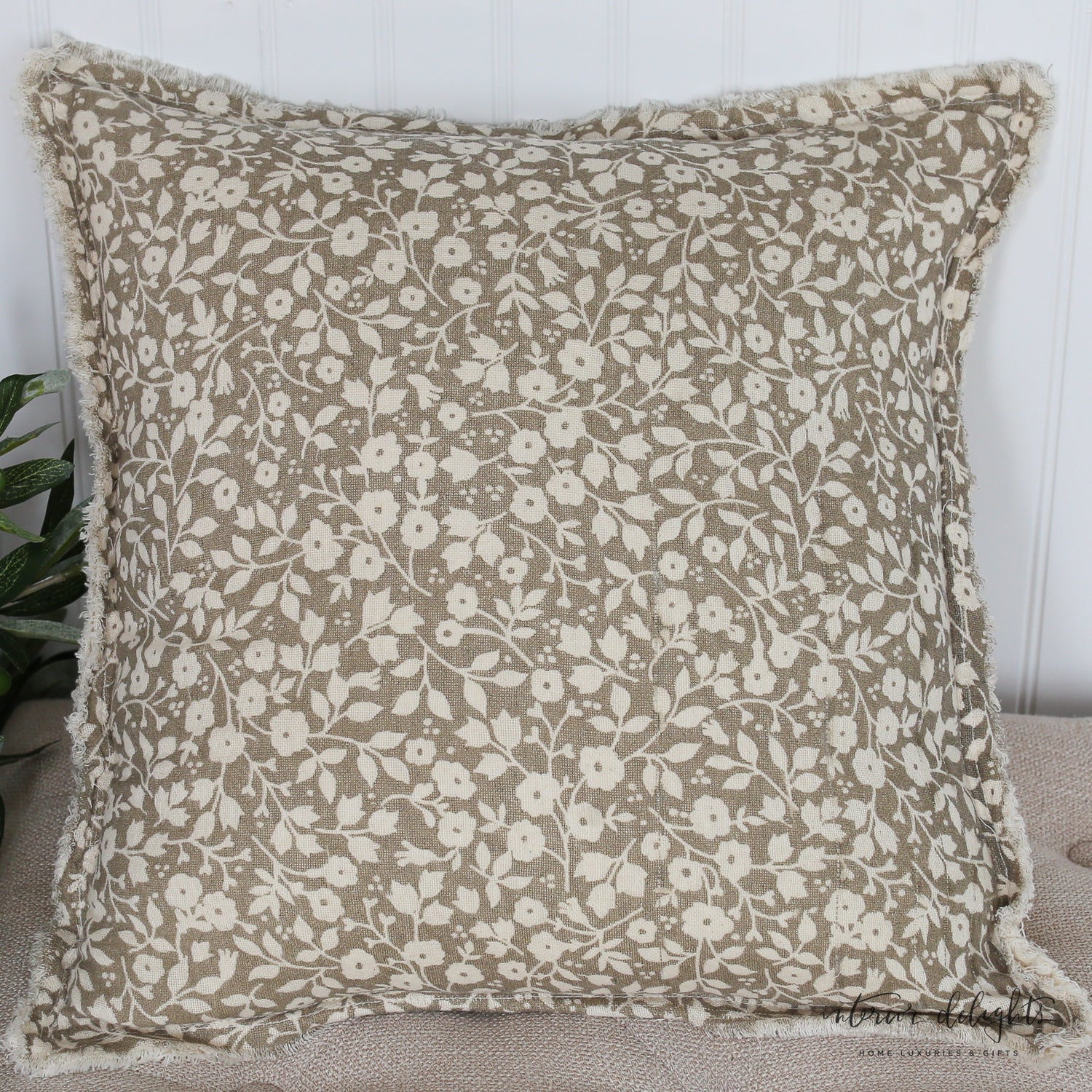 Floral and Leaf Pillow- Square