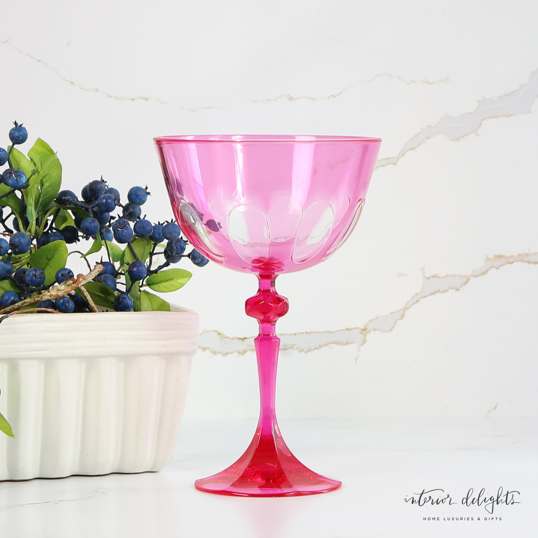 Acrylic Stemmed Wine Glass- Fuchsia