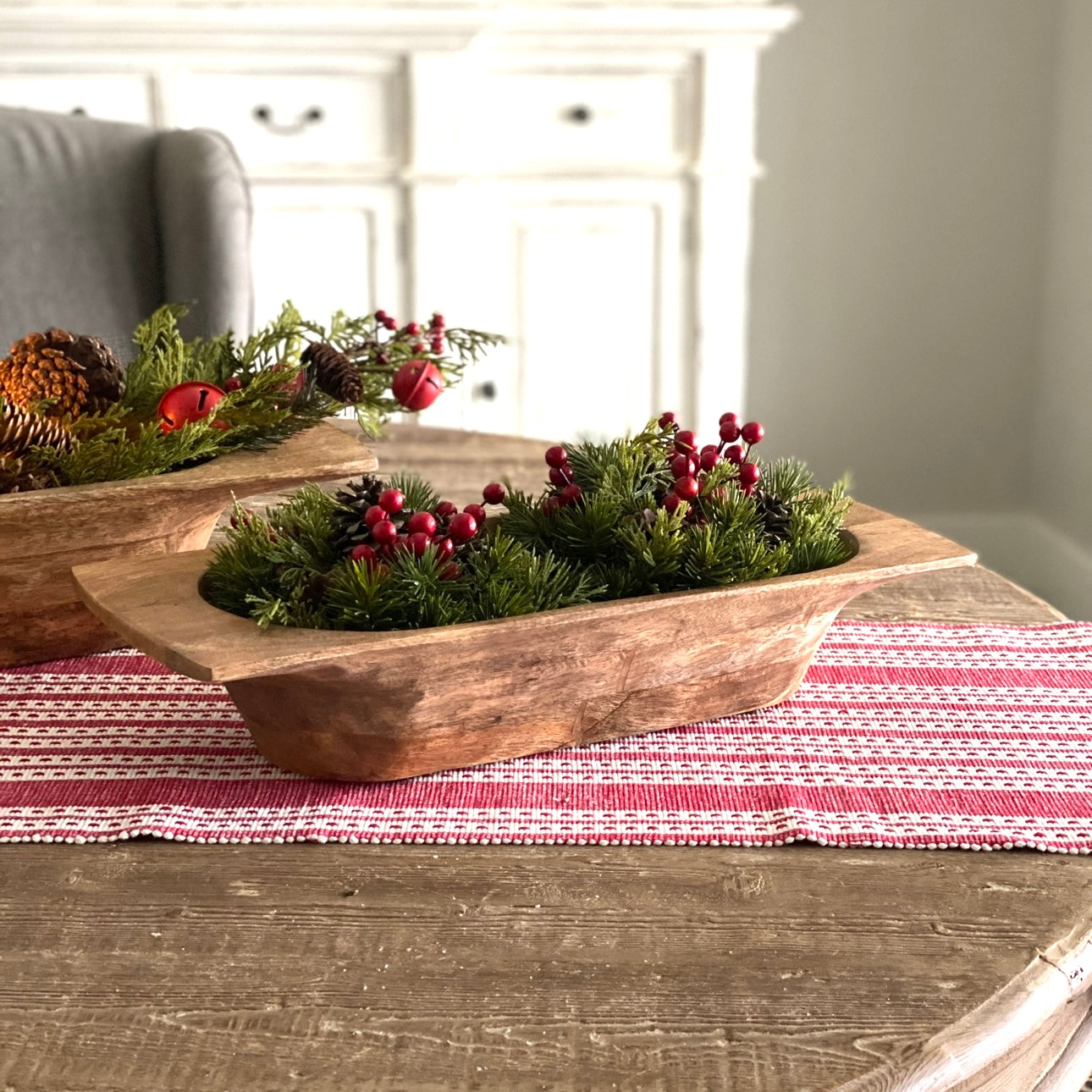 Brown Wooden Dough Bowls