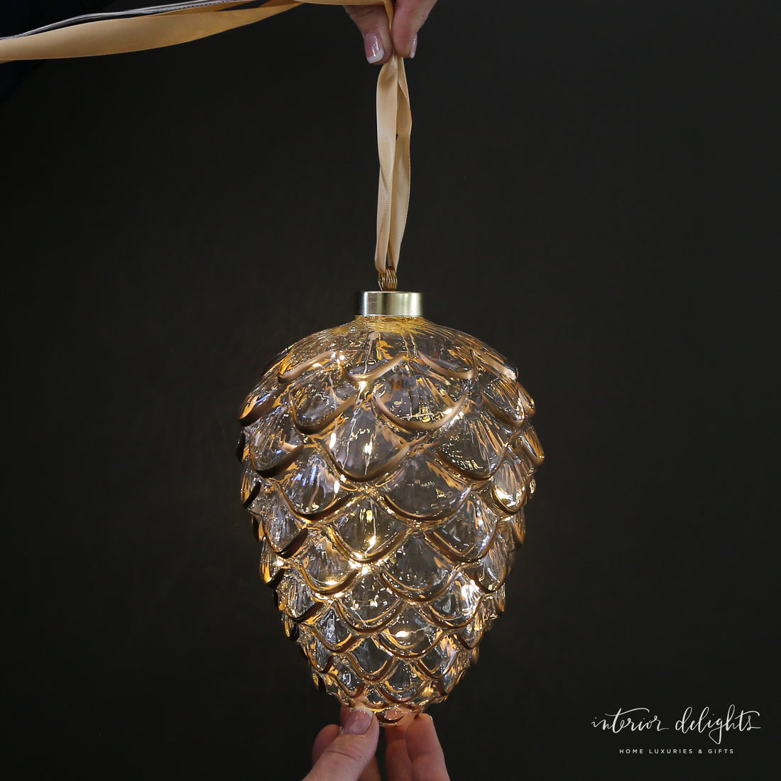 Etched Glass LED Individual Ornaments - Diamond shape ornament featuring LED lights for a sparkling holiday touch.