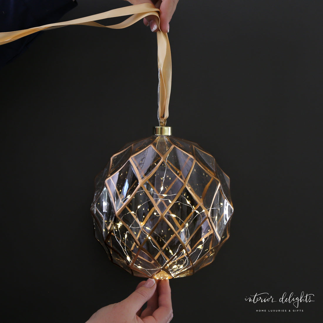 Etched Glass LED Individual Ornaments - Pinecone shape with delicate LED illumination for festive decorations.