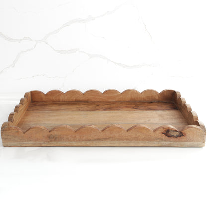 Wood Scalloped Rectangle Tray
