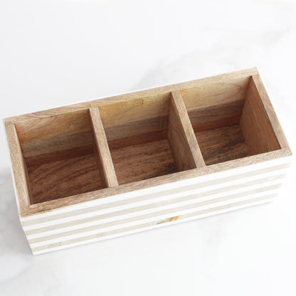 Beige Striped Resin 3 Section Caddy