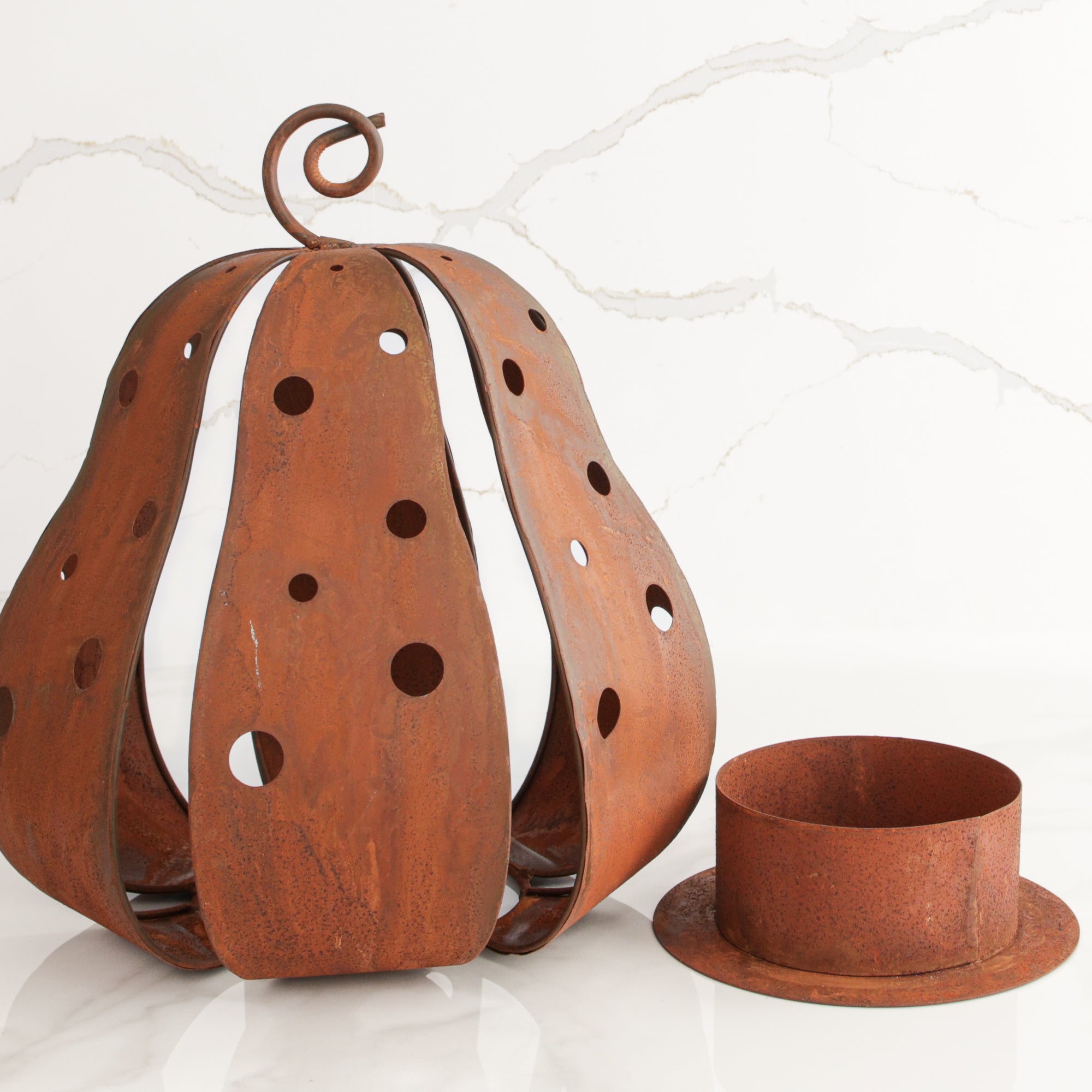 Fat Rustic Gourd Lantern, 12.5"
